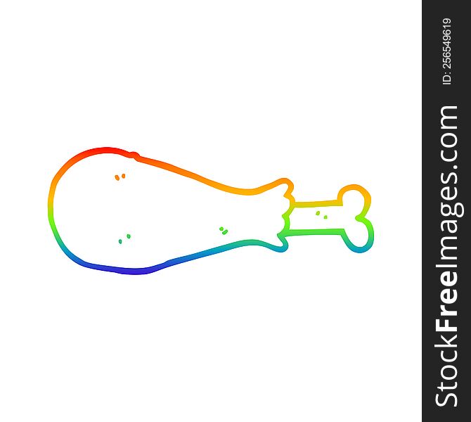 Rainbow Gradient Line Drawing Cartoon Chicken Leg