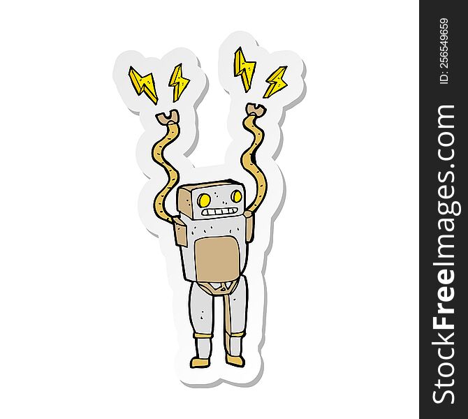 Sticker Of A Cartoon Funny Robot