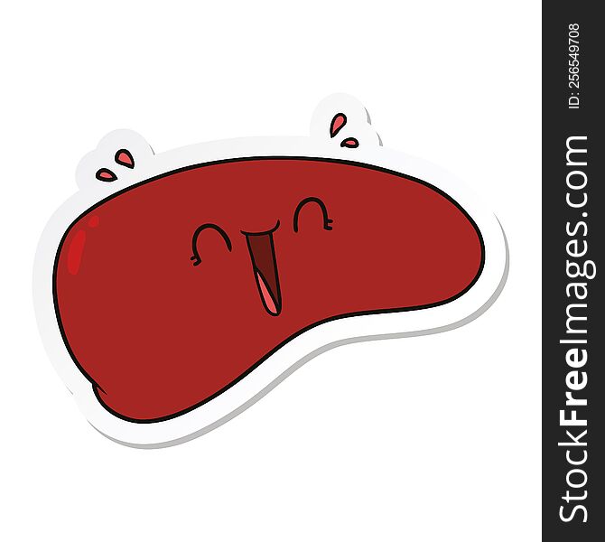 sticker of a cartoon healthy liver