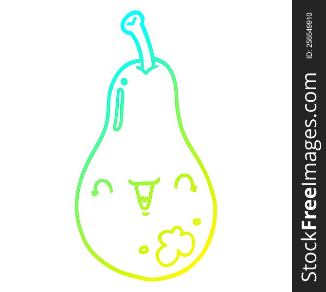 cold gradient line drawing of a cartoon pear