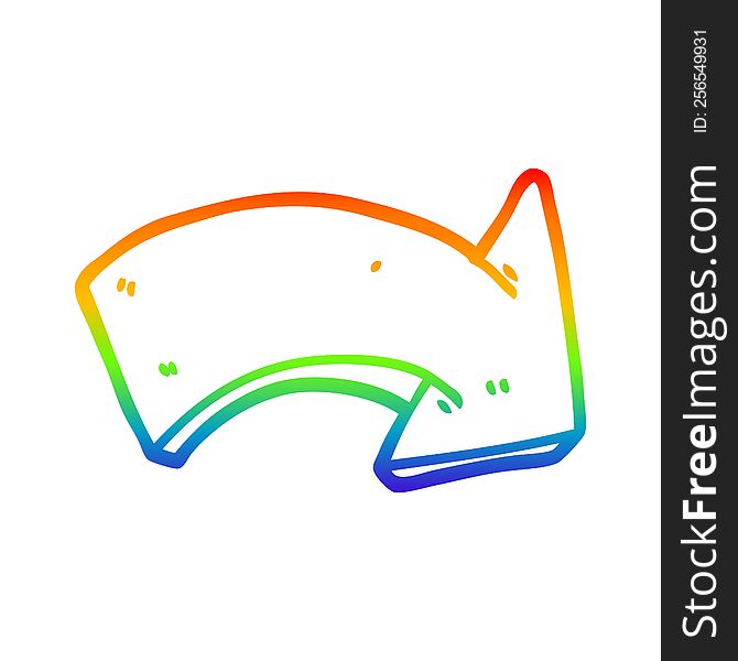 rainbow gradient line drawing of a cartoon pointing arrow sign
