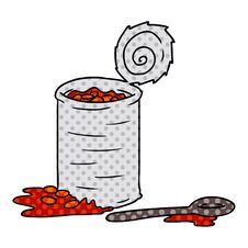 Cartoon Doodle Of An Opened Can Of Beans Stock Photos