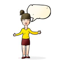 Free Cartoon Woman Shrugging Shoulders With Speech Bubble Stock Photo - 256552940