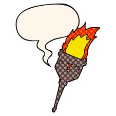 Cartoon Flaming Chalice And Speech Bubble In Comic Book Style Stock Image
