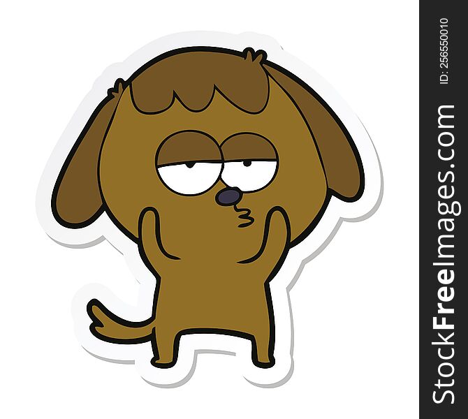 Sticker Of A Cartoon Bored Dog