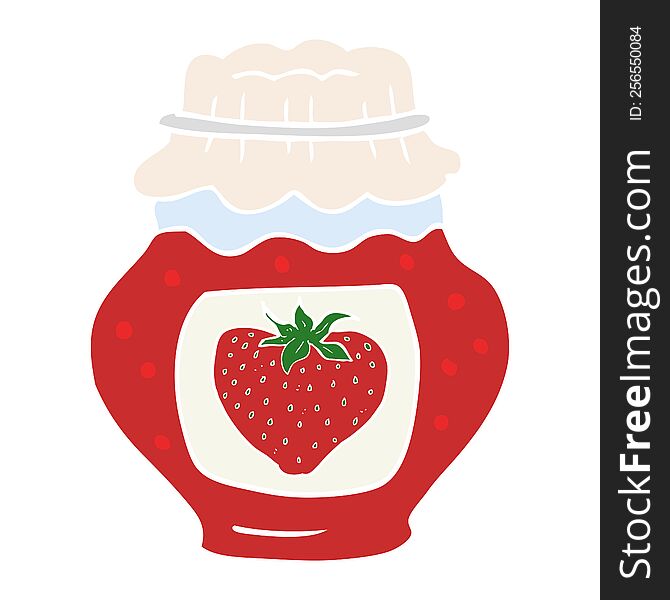 flat color illustration of jar of strawberry jam. flat color illustration of jar of strawberry jam