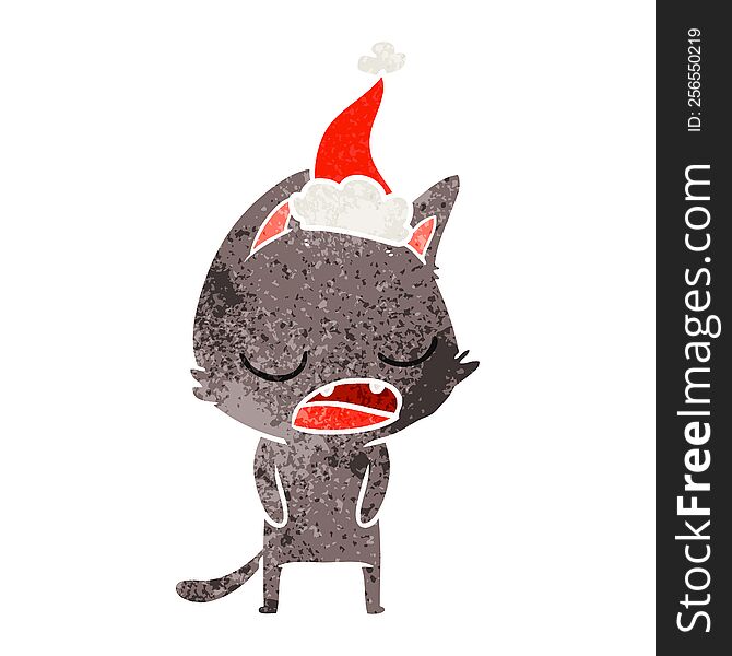 Talking Cat Retro Cartoon Of A Wearing Santa Hat