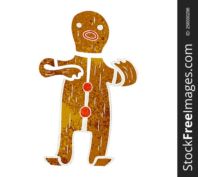 Retro Cartoon Doodle Of A Gingerbread Man