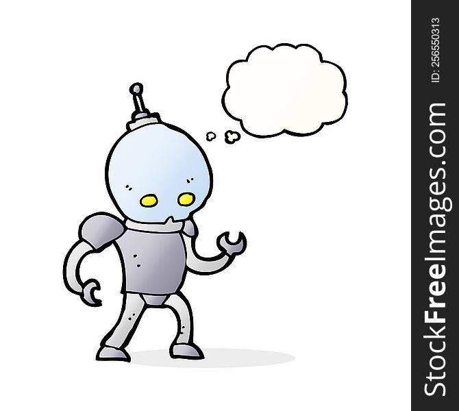 Cartoon Alien Robot With Thought Bubble
