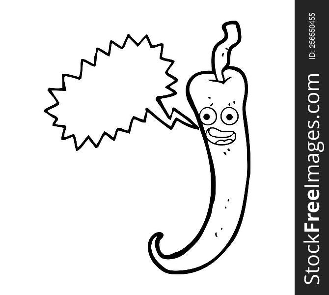 Speech Bubble Cartoon Chilli Pepper