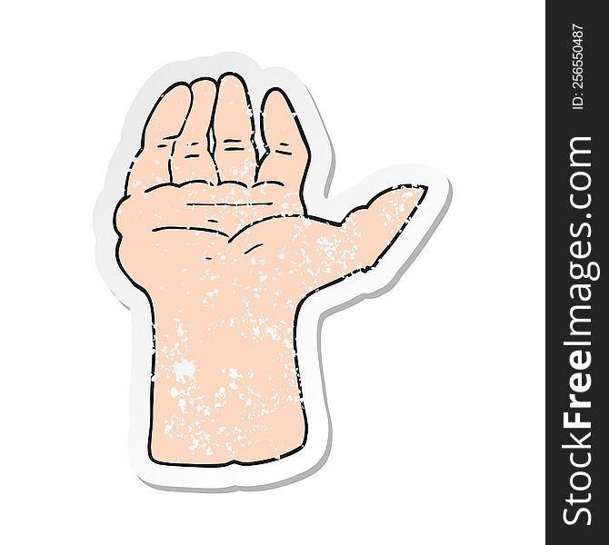 Retro Distressed Sticker Of A Cartoon Open Hand