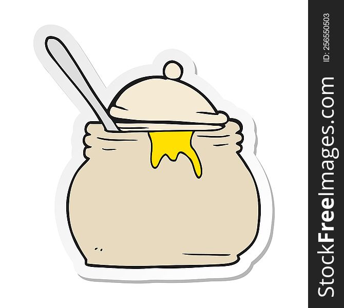 sticker of a cartoon mustard pot