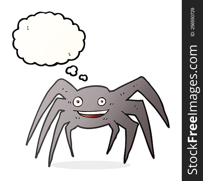 freehand drawn thought bubble cartoon happy spider