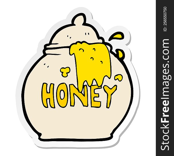 Sticker Of A Cartoon Honey Pot