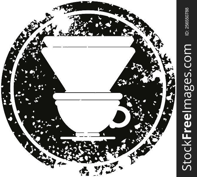 coffee filter cup circular distressed symbol
