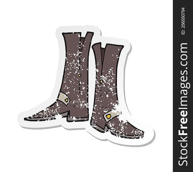 retro distressed sticker of a cartoon boots