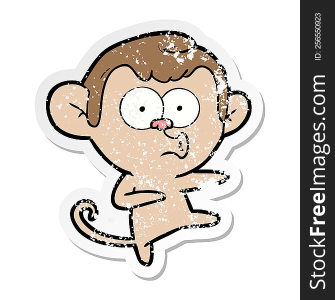Distressed Sticker Of A Cartoon Dancing Monkey