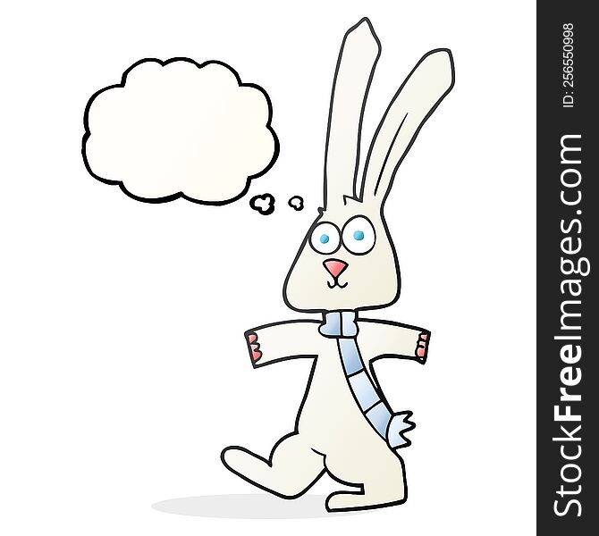 freehand drawn thought bubble cartoon rabbit