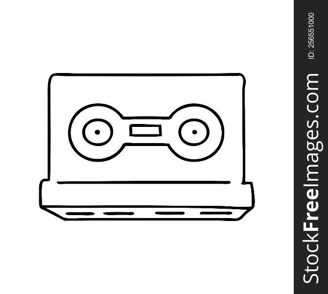 Line Drawing Doodle Of A Retro Cassette Tape