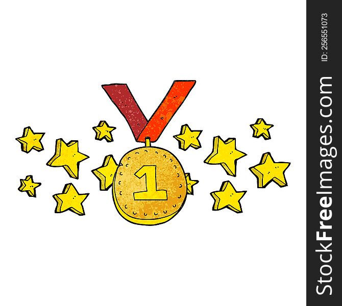 freehand textured cartoon first place medal