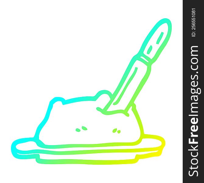 Cold Gradient Line Drawing Cartoon Butter And Knife