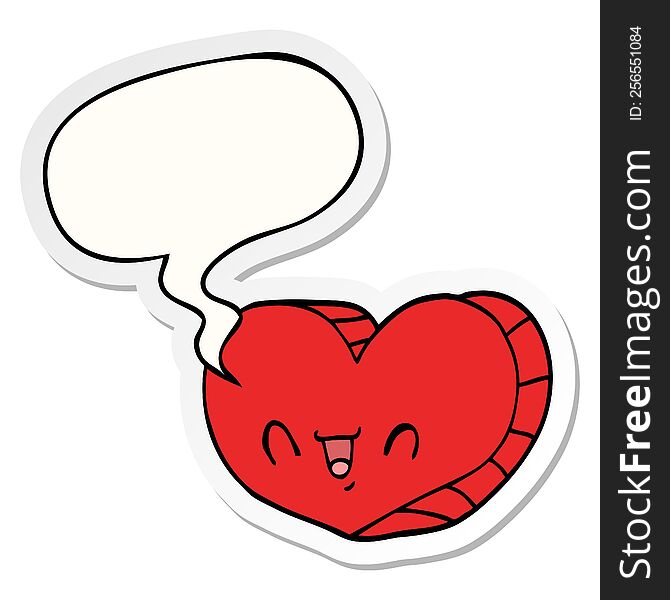 cartoon love heart with speech bubble sticker
