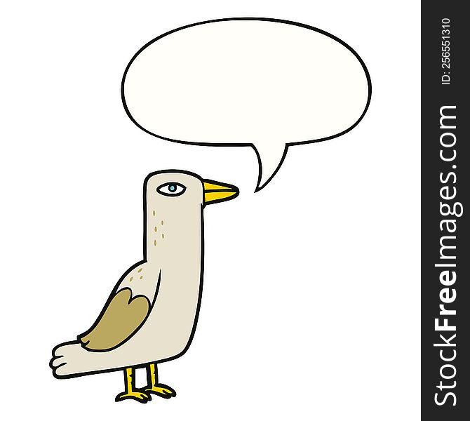 Cartoon Bird And Speech Bubble