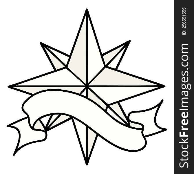 Tattoo With Banner Of A Star