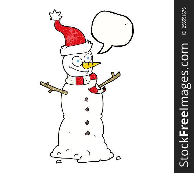 Speech Bubble Textured Cartoon Snowman