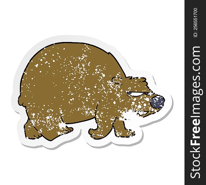Distressed Sticker Of A Cartoon Angry Bear