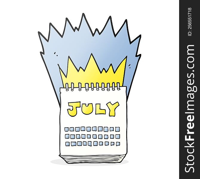 Cartoon Calendar Showing Month Of July