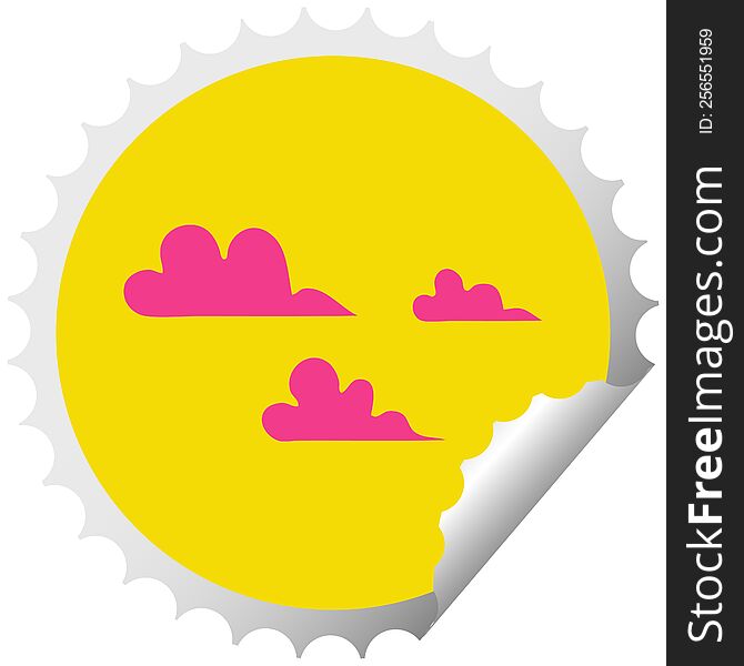 Circular Peeling Sticker Cartoon Cloud