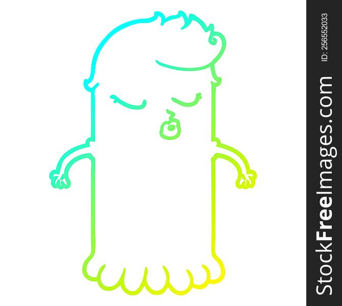 Cold Gradient Line Drawing Cartoon Cute Ghost