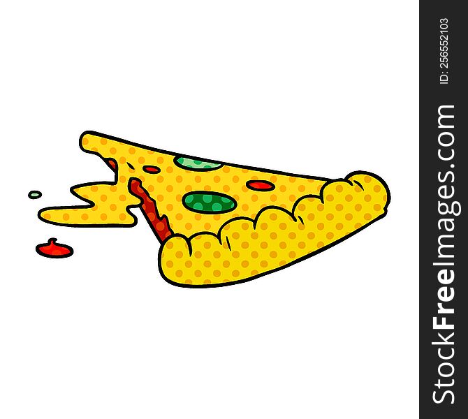 hand drawn cartoon doodle of a slice of pizza