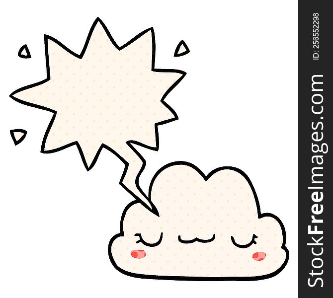 Cute Cartoon Cloud And Speech Bubble In Comic Book Style