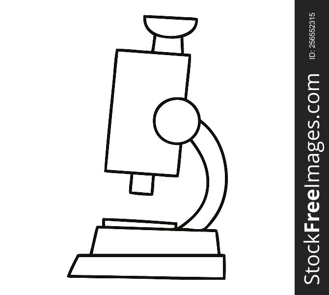 line drawing cartoon of a science microscope