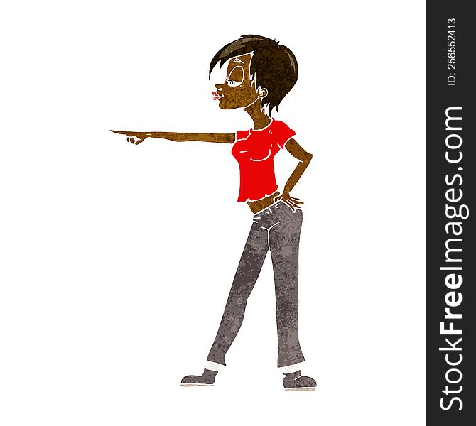 Cartoon Hip Woman Pointing