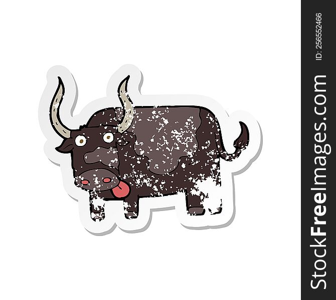 retro distressed sticker of a cartoon bull