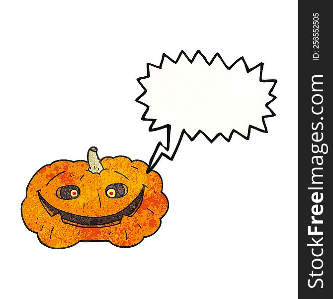 Speech Bubble Textured Cartoon Pumpkin