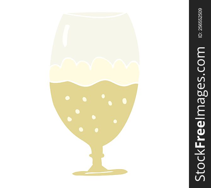 Flat Color Illustration Of A Cartoon Beer In Glass