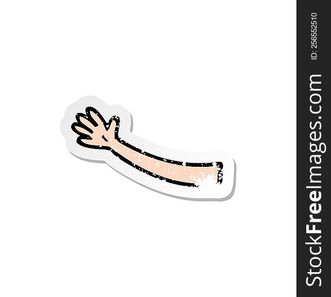 retro distressed sticker of a cartoon arm