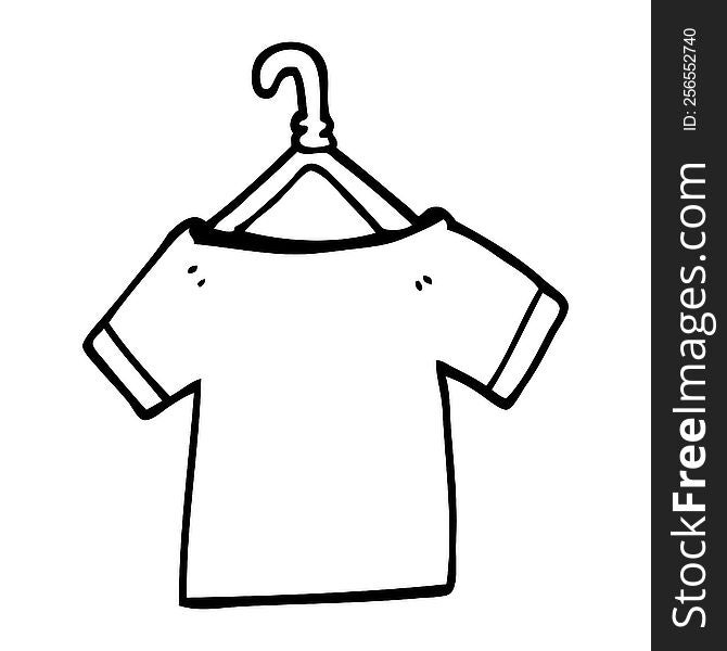 line drawing cartoon t shirt on hanger