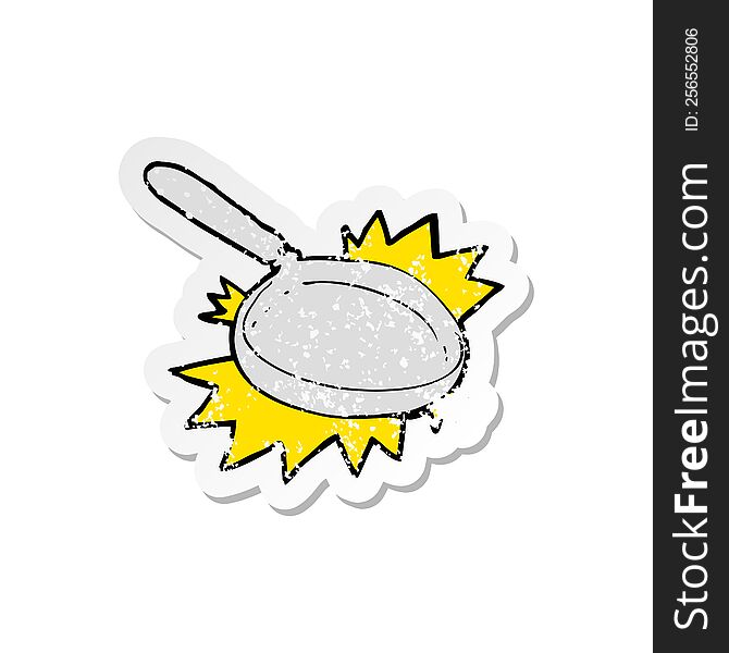 retro distressed sticker of a cartoon frying pan