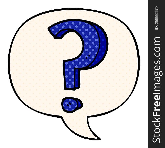 Cartoon Question Mark And Speech Bubble In Comic Book Style