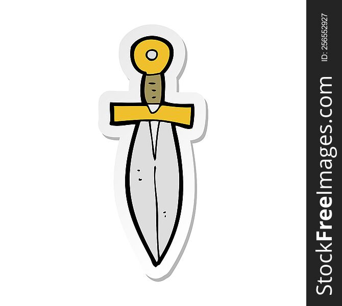 Sticker Of A Cartoon Old Dagger