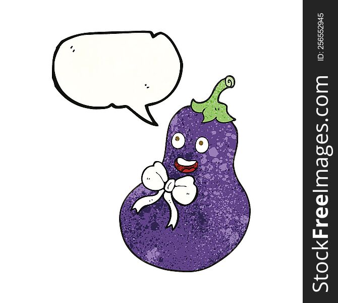 freehand speech bubble textured cartoon eggplant