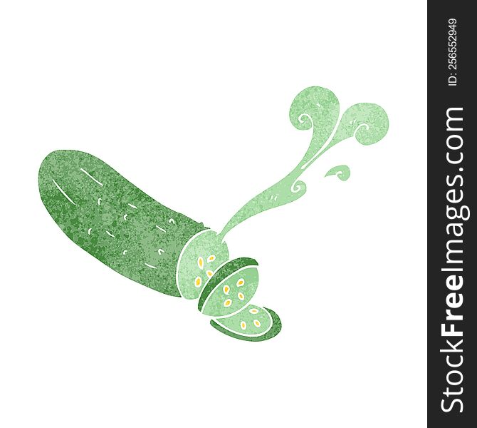 freehand retro cartoon sliced cucumber