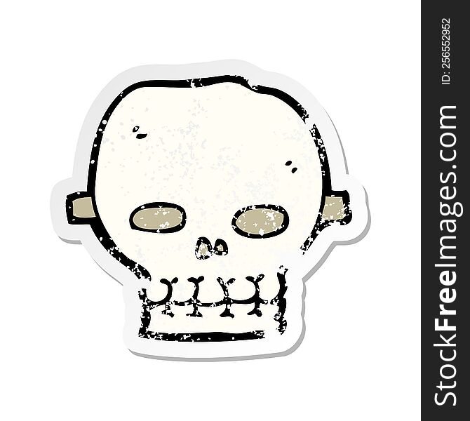 retro distressed sticker of a cartoon spooky skull mask