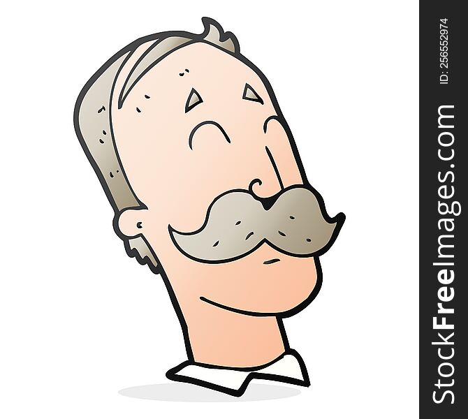 freehand drawn cartoon ageing man with mustache