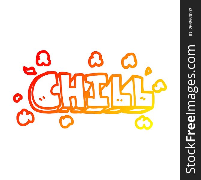 warm gradient line drawing of a cartoon chill sign